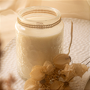 Vela Chá Verde e Figo 570g - Vidro Transparente