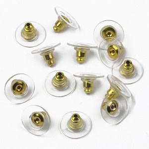 Tarrxa para brinco de silicone dourado com pacote de 10 pares