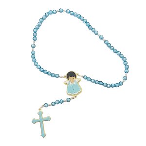 Terço Infantil Azul Claro Cristal | Loja Família Sentinela