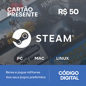 R$50 Steam - Cartão Presente - Rewin Games