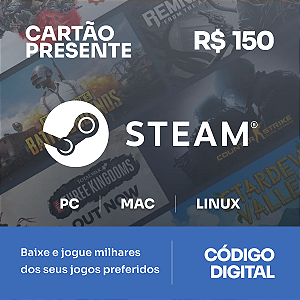 R$150 Steam - Cartão Presente - Rewin Games