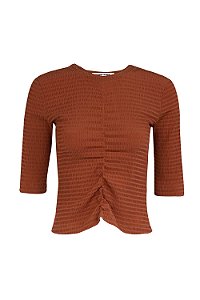 EUGÊNIA Blusa Manga Curta Nero Camel