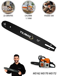 Kit Sabre 12 Polegadas + 1 Corrente 22 Dentes Para Motosserras Stihl MS MS170 MS180