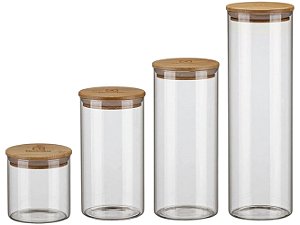 Potes Vidro Com Tampa Bambu 4 Unidades Electrolux