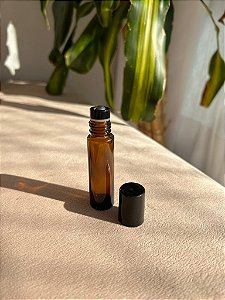 Vidro Roll-On Âmbar 10ml com Tampa Preta