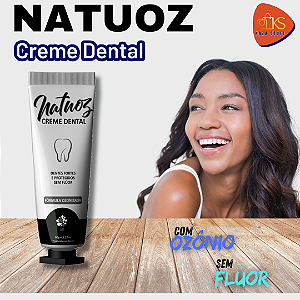 Creme dental Natuoz sem fluor, com ozônio e óleo de girassol