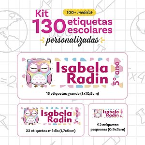 Kit 130 etiqueta escolar a prova d'agua