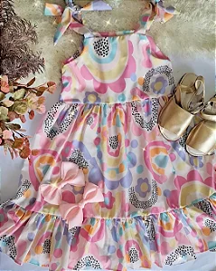 Vestido Arco-Íris Alça de amarrar
