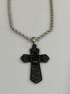 Colar com Pingete de Cruz com Ferradura