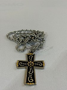 COLAR PINGENTE CRUZ FLOR COBRE