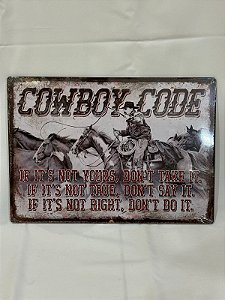 Placa Decorativa Quadro de Parede Cowboy Code