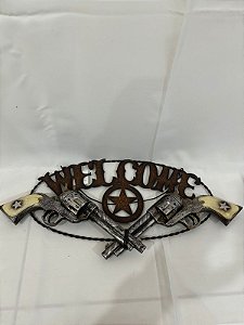 PLACA DECORATIVA REVOLVER CRUZADO 87-1288