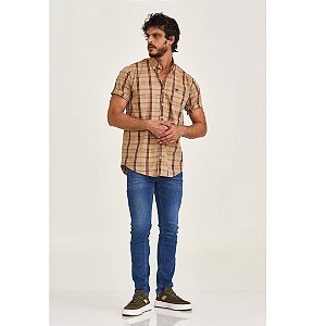 CAMISA 29245C TXC XADREZ M/C BOLSO BEGE