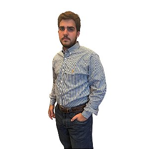 CAMISA M/L AUSTIN WESTERN 04 AZUL/VERDE