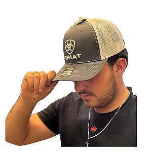 BONÉ ARIAT A300003206 CINZA C/ BRANCO