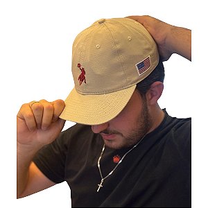 BONÉ AUSTIN WESTERN SOFT BEGE LOGO VINHO
