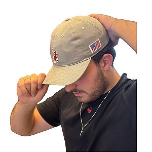 BONÉ AUSTIN WESTERN SOFT CINZA LOGO VINHO