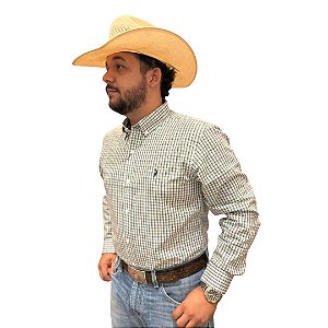 CAMISA AUSTIN WESTERN M/L BRANCO/VERM/VD/AZ