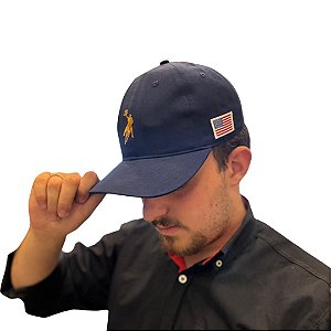 BONÉ AUSTIN WESTERN SOFT AZUL ESC. LOGO DOURADA