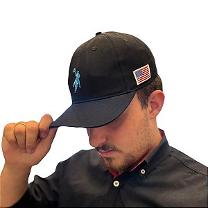 BONÉ AUSTIN WESTERN SOFT PRETO LOGO AZUL CLARO