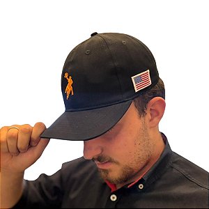 BONÉ AUSTIN WESTERN SOFT PRETO LOGO LARANJA
