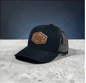 BONE WEST BARN PRETO C/TELA/LOGO COURO