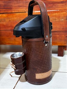 GARRAFA COURO TRAMADA  CAFÉ