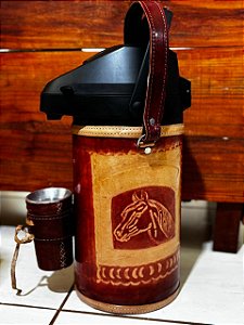 GARRAFA COURO  TRAMADA CAVALO