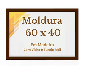 Quadro 60x40 Com Vidro E Moldura Madeira 40x60