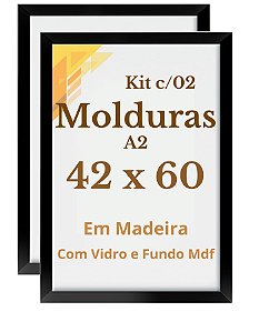 Kit 4 Molduras Com Vidro Moldura Quadros A2 42x60