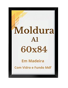 Moldura A1 60x84 Com Vidro Quadro Parede Moldura Madeira