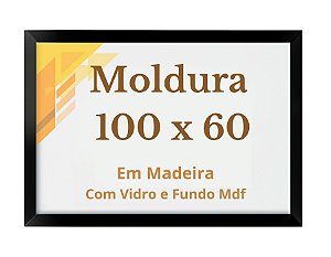 Moldura 100x60 Com Vidro Para Quadro 60x100 Poster Painel Cor Branco