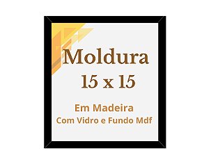 Quadro 15x15 Moldura Parede Em Madeira Com Vidro