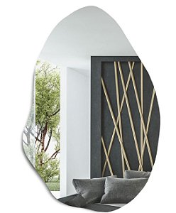 Espelho Decorativo 120x80 Orgânico Grande Bordas Lapidadas Com Suporte