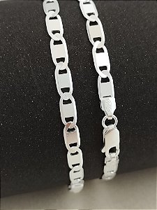 Pulseira Piastrine - F100 - 5mm - 5.2g - 21cm - Prata Italiana 925