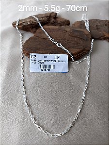 Corrente Cartier - V28 - 2mm - 5.5g - 70cm - Prata Italiana 925