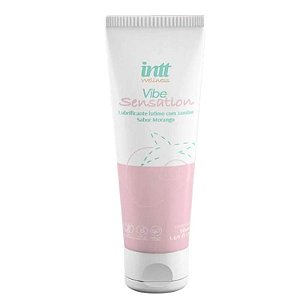Lubrificante Íntimo Beijável Efeito Vibra Vibe Sensation com Jambu Sabor Morango - Intt 50g