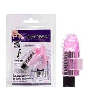 Dedeira Feita em Silicone com Cápsula Vibratória em Multivelocidade - Finger Vibrator Vip Mix Cor Rosa - 7,6 X 2,6cm