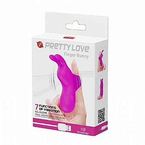 Dedeira em Silicone com Forma de Coelho, 7 Modos de Vibração, Função Memória e Recarregável - Pretty Love Finger Bunny
