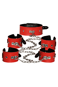 Kit Bondage com Coleira, Algemas e Tornozeleiras com Corrente - Disponível em 2 Cores - Dominatrixxx