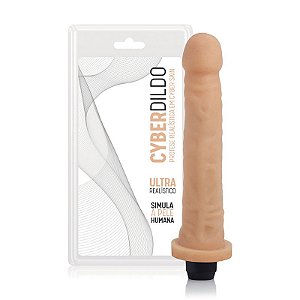 Prótese Realística Cyberdildo Feito em Cyber Skin com Vibrador Prova d´água - 19,5x3,5cm - Colosso Adão e Eva