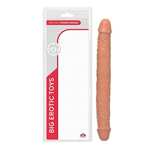 Prótese Peniana Ponta Dupla com Glande e Veias Salientes Cor Bege - 36,5 x 3,5 cm - Adão & Eva Big Erotic Toys