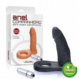 Anel Companheiro com Bullet de Vibração Única e Resistente à Água na Cor Preto - 11x2,5 cm - Adão e Eva