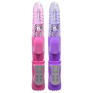 Vibrador Rotativo Rabbit em Jelly Macio Com 12 Vibrações  Disponível em 2 Cores - 22,0 X 3,0 cm - Vipmix