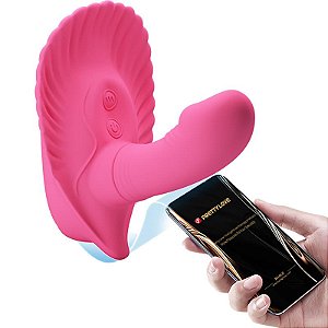 Estimulador em Forma de Concha com Mini Pênis Penetrável, 10 Modos de Vibração e Aplicativo - Pretty Love Fancy Clamshell