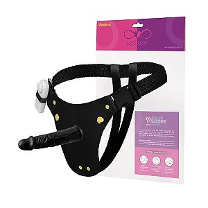 Cinta Peniana em Couro com Prótese de Pênis Realística e Vibro - 16,5X4Cm Disponível em 3 Cores - Soulsex