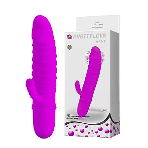 ARND Vibrador Feminino Duplo em Formato de Pênis e Estimulador de Clitóris em Silicone - Roxo - Pretty Love