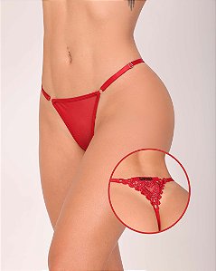 Calcinha Fio Dental Coração de Guipir com Escrita