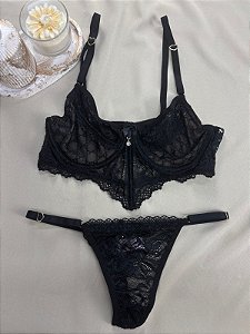 Conjunto Vanessa – Lingerie Sensual em Renda Preta