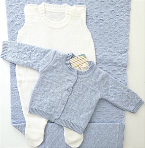 Saída Maternidade Baby Miguel - Azul e Branco